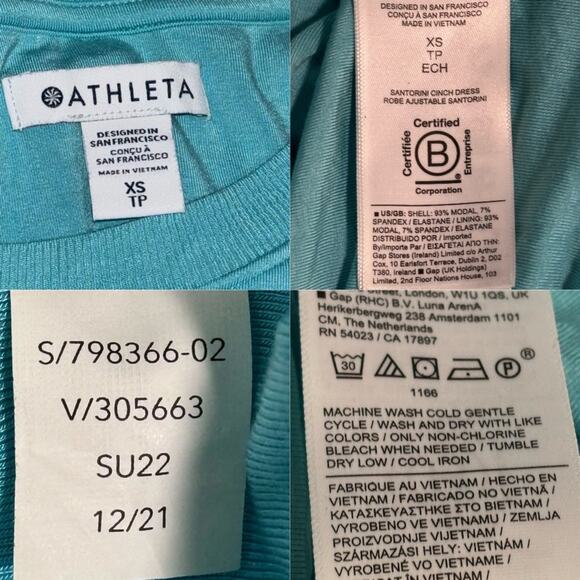Athleta Santorini Cinch Midi Dress Women's Size XS Gulf Green Turquoise Blue - Picture 6 of 16